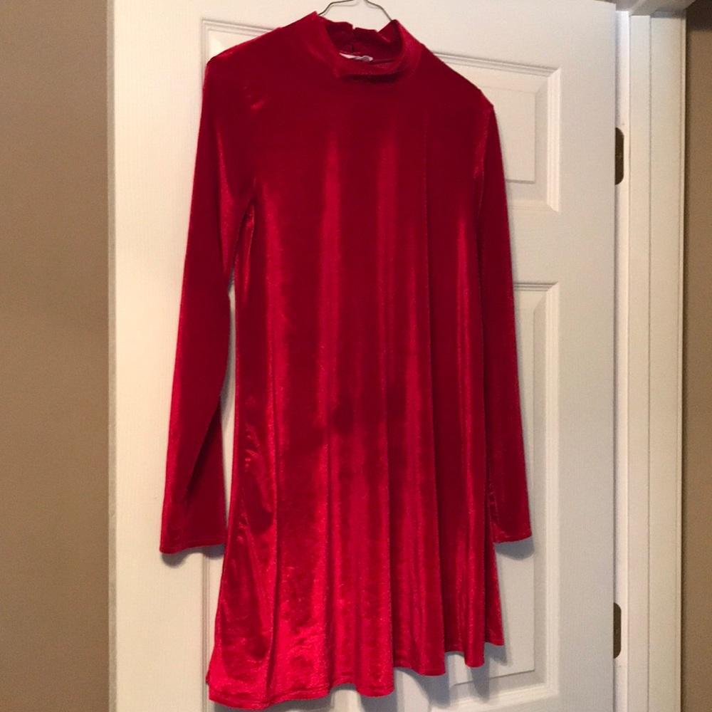 Red velvet tunic/dress swing dress